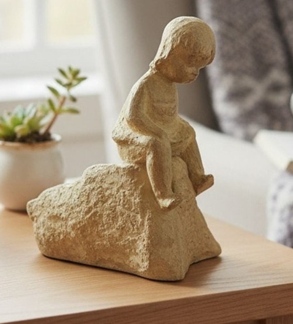 Royal Haeger Martie Strubel Boy Sitting on Rock Sculpture #682 USA Vintage